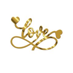 Love Acrylic Stickers Size – 3.5/4 inches~, Color – Gold Mirror, Pack of 5 pcs