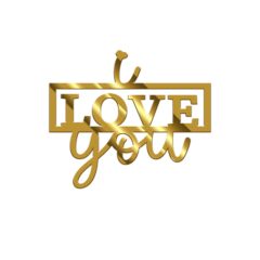 I Love You Acrylic Stickers Size – 3.5/4 inches~, Color – Gold Mirror, Pack of 5 pcs