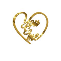 you & Me Acrylic Stickers Size – 3.5/4 inches~, Color – Gold Mirror, Pack of 5 pcs