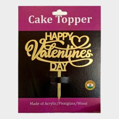 Happy Valentine’s Day Acrylic Cake Topper Size – 4 inches, Color – Gold Mirror