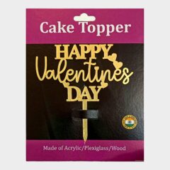 Happy Valentine’s Day Acrylic Cake Topper Size – 4 inches, Color – Gold Mirror