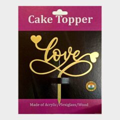 Love Acrylic Cake Topper Valentine Size – 4 inches, Color – Gold Mirror