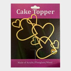 Hearts Acrylic Cake Topper Size – 5 inches, Color – Gold Mirror