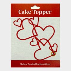 Hearts Acrylic Cake Topper Valentine Size – 5 inches, Color – Red