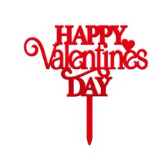 Happy Valentine’s Day Acrylic Cake Topper Size – 4 inches, Color – Red