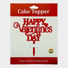 Happy Valentine’s Day Acrylic Cake Topper Size – 4 inches, Color – Red