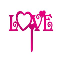 Love Acrylic Cake Topper Size – 4 inches, Color – Pink