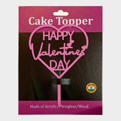 Happy Valentine’s Day Acrylic Cake Topper Size – 4 inches, Color – Pink