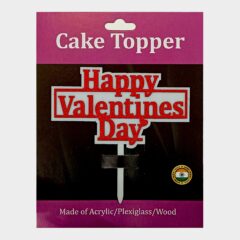 Happy Valentine’s Day Double Layer Acrylic Cake Topper Size – 4 inches, Color – Red Glitter on White