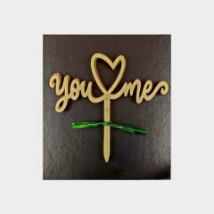 You & Me Acrylic Cake Topper Size – 3 inches, Color – Gold Mirror, Pack of 10 pcs