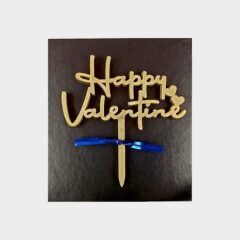 Happy Valentine Acrylic Cake Topper Size – 3 inches, Color – Gold Mirror, Pack of 10 pcs