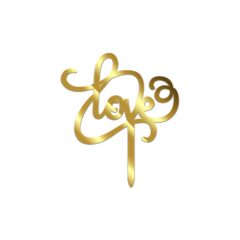 Love Acrylic Cake Topper Size – 3 inches, Color – Gold Mirror, Pack of 10 pcs