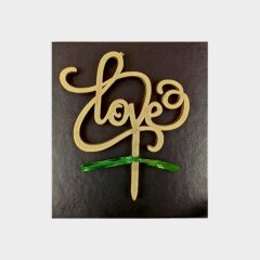 Love Acrylic Cake Topper Size – 3 inches, Color – Gold Mirror, Pack of 10 pcs