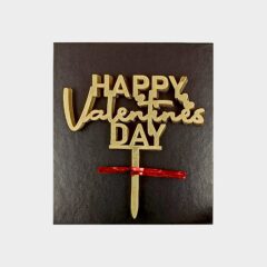 Happy Valentine’s Day Acrylic Cake Topper Size – 3 inches, Color – Gold Mirror, Pack of 10 pcs