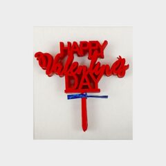 Happy Valentine’s Day in Heart Acrylic Cake Topper Size – 3 inches, Color – Red, Pack of 10 pcs