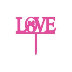 Love  Acrylic Cake Topper Size – 3 inches, Color – Pink, Pack of 10 pcs