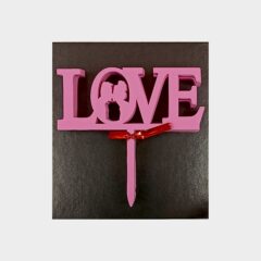 Love  Acrylic Cake Topper Size – 3 inches, Color – Pink, Pack of 10 pcs