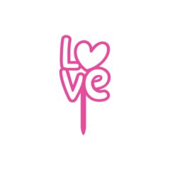 Love Acrylic Cake Topper Size – 3 inches, Color – Pink, Pack of 10 pcs