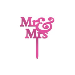 Mr & Mrs Acrylic Cake Topper Size – 3 inches, Color – Pink, Pack of 10 pcs