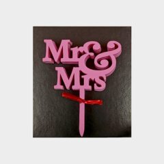 Mr & Mrs Acrylic Cake Topper Size – 3 inches, Color – Pink, Pack of 10 pcs