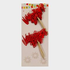 Valentine’s Day Glitter Tags with Toothpick, Pack of 10, Size – 3 inches, Color – Red Glitter