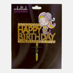 Happy Birthday Acrylic Cake Topper Mermaid Under the sea, Size – Medium