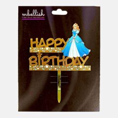 Happy Birthday Acrylic Cake Topper Princess Cinderella, Size – Medium