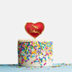 Happy Birthday Acrylic Cake Topper Heart, Size – Medium