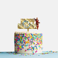 Happy Birthday Acrylic Cake Topper Iron Man, Size – Medium