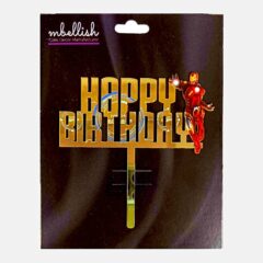 Happy Birthday Acrylic Cake Topper Iron Man, Size – Medium