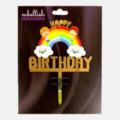 Happy Birthday Acrylic Cake Topper Rainbow Cloud, Size – Medium