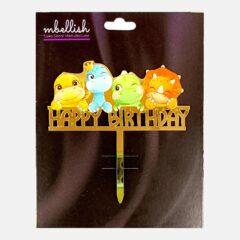 Happy Birthday Acrylic Cake Topper Cute Dinosaur, Size – Medium