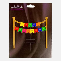 Happy Birthday Acrylic Cake Topper Bunting Banner, Size – Medium