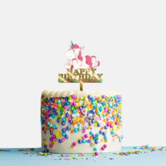 Happy Birthday Acrylic Cake Topper Unicorn, Size – Medium