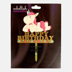 Happy Birthday Acrylic Cake Topper Unicorn, Size – Medium