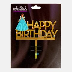 Happy Birthday Acrylic Cake Topper Princess, Size – Medium