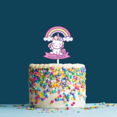 Happy Birthday Acrylic Cake Topper Unicorn Rainbow, Size – Medium