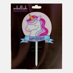 Happy Birthday Acrylic Cake Topper unicorn, Size – Medium