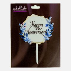 Happy Anniversary Frame Floral Acrylic Cake Topper, Size – Medium