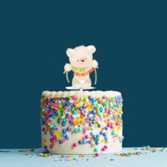 Happy Birthday Acrylic Cake Topper Teddy Bear, Size – Medium