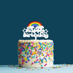 Happy Birthday Acrylic Cake Topper Rainbow, Size – Medium