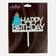 Happy Birthday Acrylic Cake Topper Princess, Size – Medium