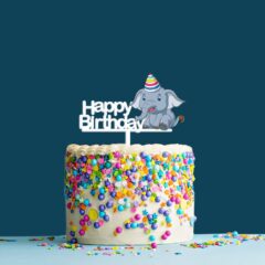 Happy Birthday Acrylic Cake Topper Dumbo Elephant, Size – Medium