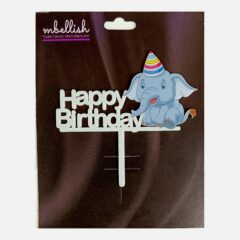 Happy Birthday Acrylic Cake Topper Dumbo Elephant, Size – Medium