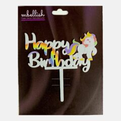 Happy Birthday Acrylic Cake Topper Unicorn Rainbow, Size – Medium