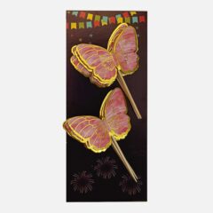 Pink Butterflies Gold Foiled with Toothpick – Pack of 10