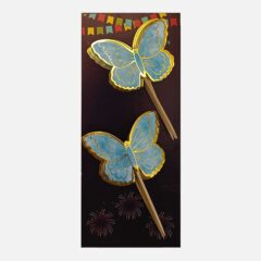 Blue Butterflies Gold Foiled with Toothpick – Pack of 10