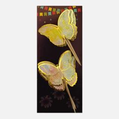 Rainbow Butterflies Gold Foiled with Toothpick – Pack of 10