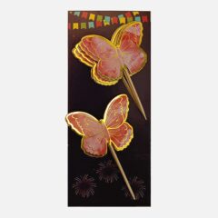 Red Butterflies Gold Foiled with Toothpick – Pack of 10