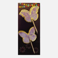 Purple Butterflies Gold Foiled with Toothpick – Pack of 10